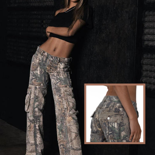 Camouflage Cargo Pants Y2k, MILHEIR