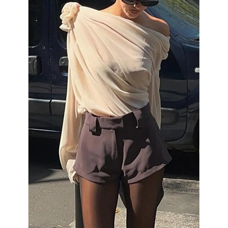 MILHEIR Shoulder Long Sleeve Blouse